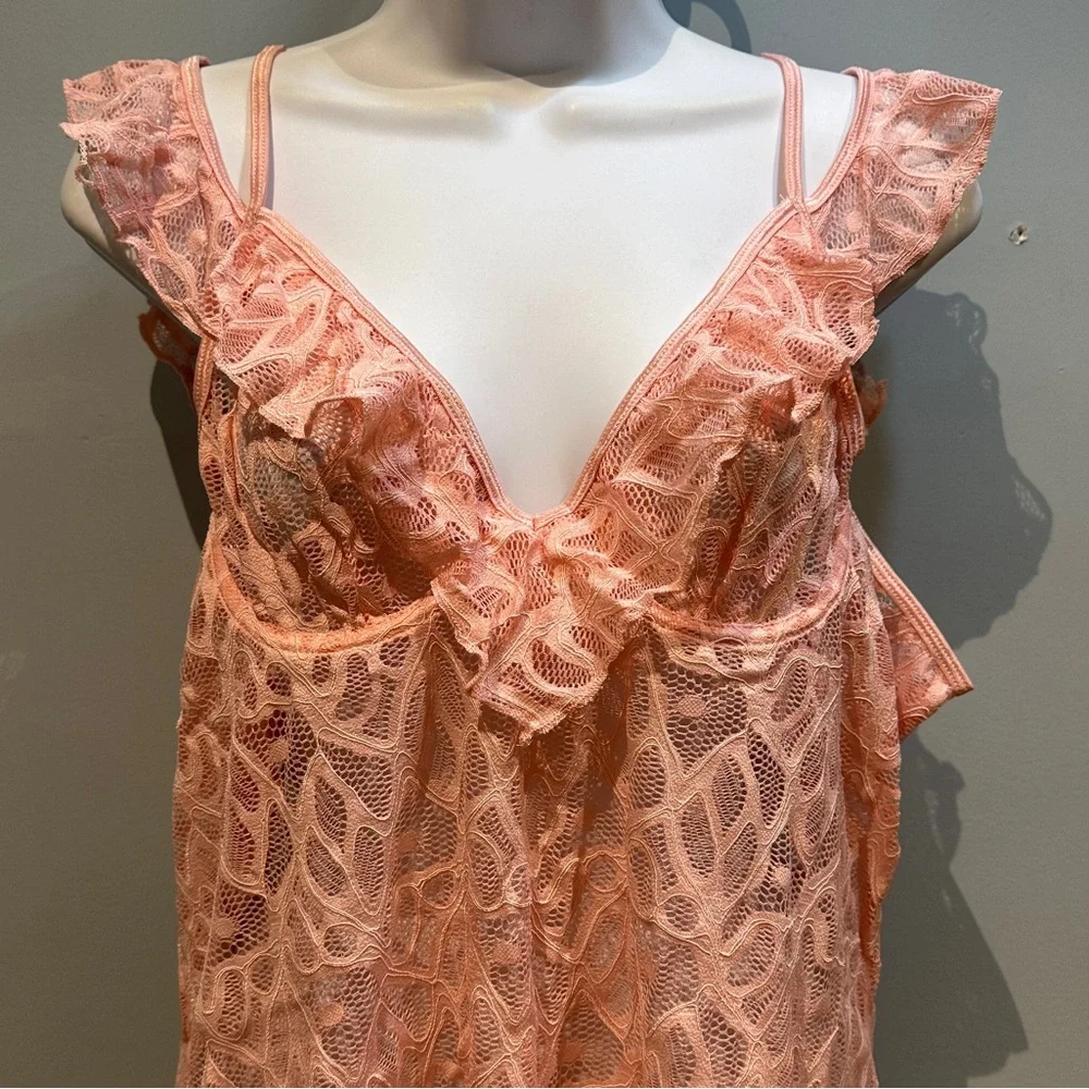 Elegant Moments Pink 2-Piece Set Lace Dress and G-String Size 3X NWT